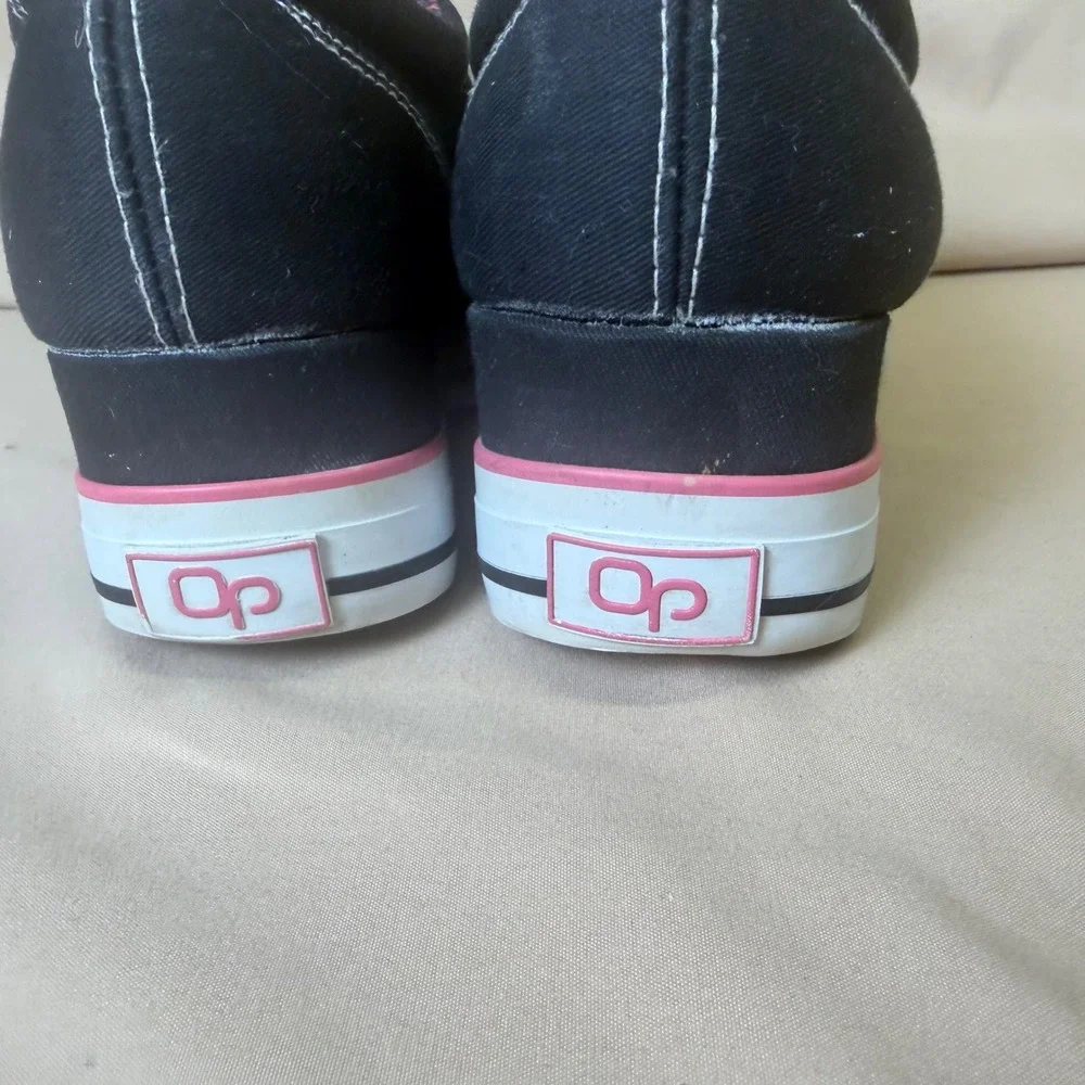 Op Ocean Pacific Starlett Vintage Y2K Black Pink Canvas Platform Sneakers 9.5